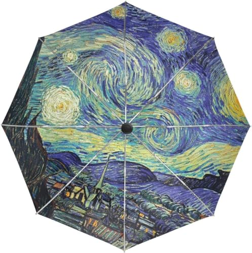 折りたたみ傘 ワンタッチ 星月夜柄 絵画 名画 ゴッホ 女子 大学生 中学生 ビニール 60cm 可愛い お祝い 日用雑貨 グッズ きっず 内側 うちがわ 贈り物