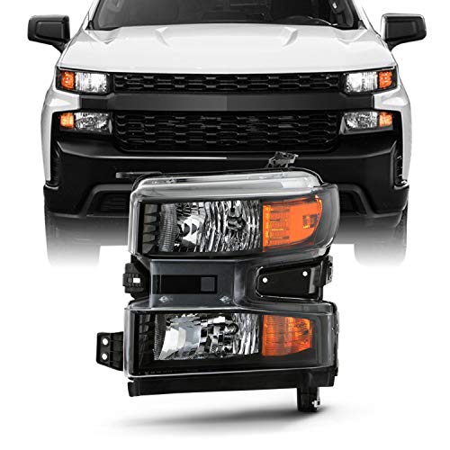 AKKON - Fits 2019-2021 Chevy Silverado 1500 19 1500 LD [Halogen Type] w/o LED Black Headlight Headlamp Driver Left Side