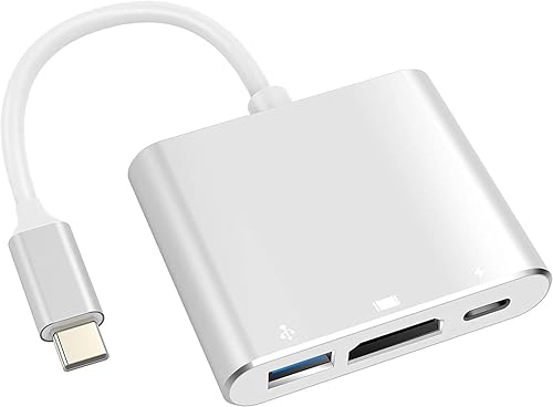 Battony Adaptador USB C a HDTV, adaptador USB tipo C, convertidor AV multipuerto con salida 4K HDTV puerto C y puerto de carga en ayuno 3.0