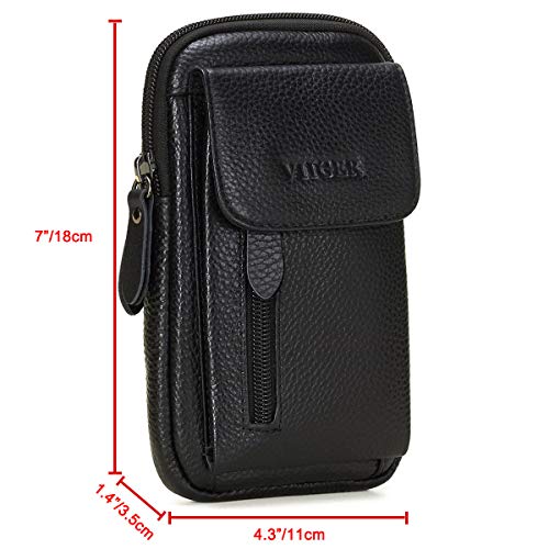 Viiger Leather Cell Phone Holster Compatible With Iphone 14 Pro Max Case Small Travel Crossbody Purse Belt Loop Pouch Bag Holder W/Clip Strap Women Men Mini Messenger For S22 Ultra / S21 Ultra, Black #TOP5