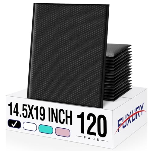 Image of Fuxury Bubble Mailers Bulk 14.5x20 inch 120 Pack Black Large Padded Envelopes | Usable Size 14.5x19 inch Self Seal Bubble Envelopes Padded Mailers Shipping Bags for Mailing book Clothes Small Business #7