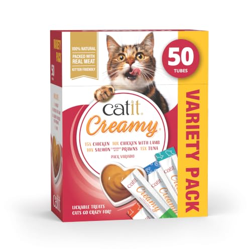 Catit Creamy Variety Pack Lickable Cat Treats for Cats & Kittens 50x10g