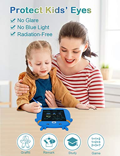 LCD Writing Tablet, Kids Drawing Board Memory Lock 8.5Inch Colorful Doodle Board Erasable Reusable Electronic Drawing Pads , Educational and Learning Toys for 3+ Year Old Girls Boys Gifts(Blue)