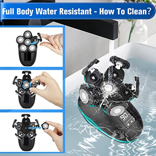 Upgrade 6-In-1 Head Shaver For Men, Mens Electric Shaver Bald Head Shaver Cordless Electric Razor For Men Ipx7 Waterproof Rotary Shaver Grooming Kit, Face Head Shaver With Nose Hair Sideburns Trimmer #TOP5