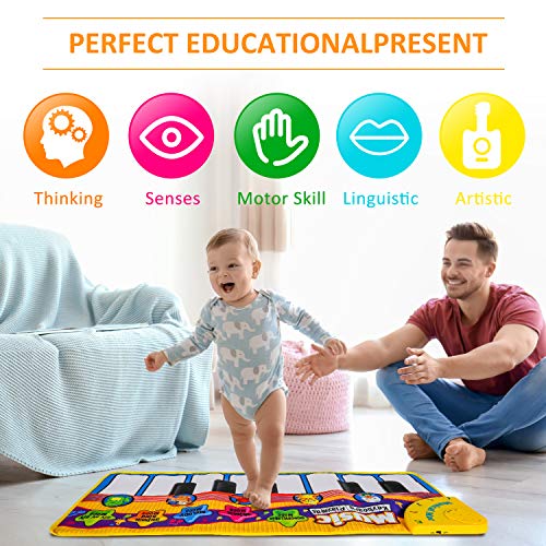 Piano Playmat, Kids Piano Mat Muzikaal Tapijt Baby Vloer Toetsenbord Mat Touch Play Muziek Dans Mat voor Peuter Kinderen… - Image 4