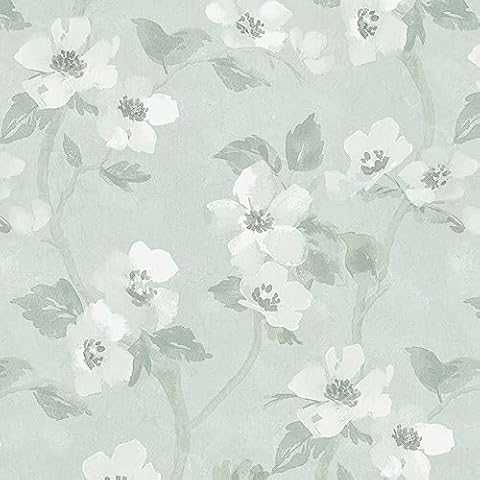 Naphite Floral Wallpaper Peel and Stick Wallpaper Floral Boho Contact Paper for Cabinets Green Leaf Watercolor Wallpaper for Bedroom Self Adhesive Removable Wallpaper Flower Wall Paper 17.3’’×197’’ Cover