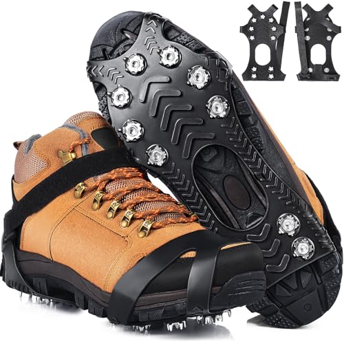 HONYAO Ice Cleats Crampons for Shoes and Boots, Stainless Steel Ice Grippers Spikes Grips Traction for Winter Ice Snow, Hiking Climbing Ice Fishing by HONYAO - Used condition - US$20.62
