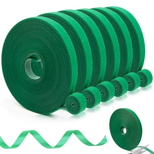 BZHYZKX Plant Tape for Climbing Plants 6 Rolls 196 Ft x 1/2 Inch Reusable Adjustable Green Garden Tape for Plants Soft Plant Ties for Outdoor Indoor Plants