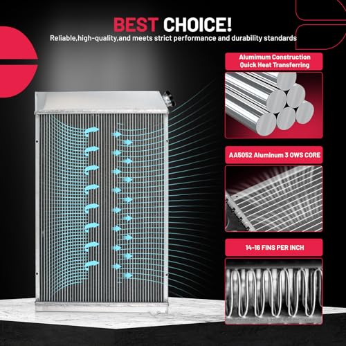 Image of BDFHYK 3-Row Radiator with Cap for Chevrolet C10 C20 C30 K10 K20 K30 1975-1986, for Suburban Blazer 1977-1991, for GMC Jimmy 1975-1991, Aluminum Core 56mm, CU716 716 1599