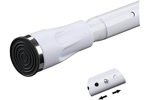 White Tension Curtain Rod, No Drilling Adjustable Heavy-Duty Shower Curtain Rod for...