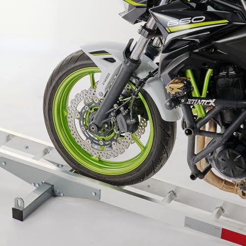 Donext Heavy Duty Motorcycle Carrier Hitch Rack, 2\" Receiver Hitch Mount with Aluminum Ramp, 400LB Capacity, Anti-Rattle Stabilizer Carrier Ramp, Universal Fit for Dirt Bikes(Silver)