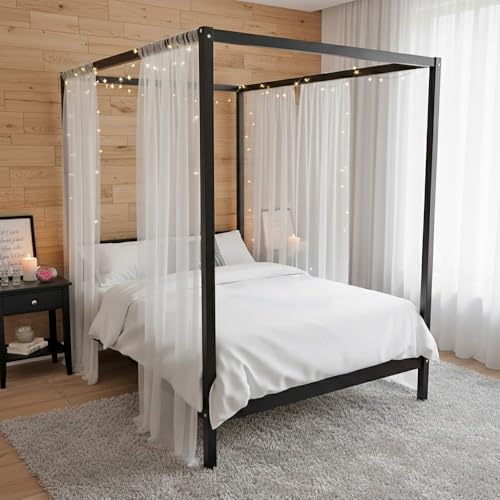 Lit Double à baldaquin Romance 140x190 / Noir