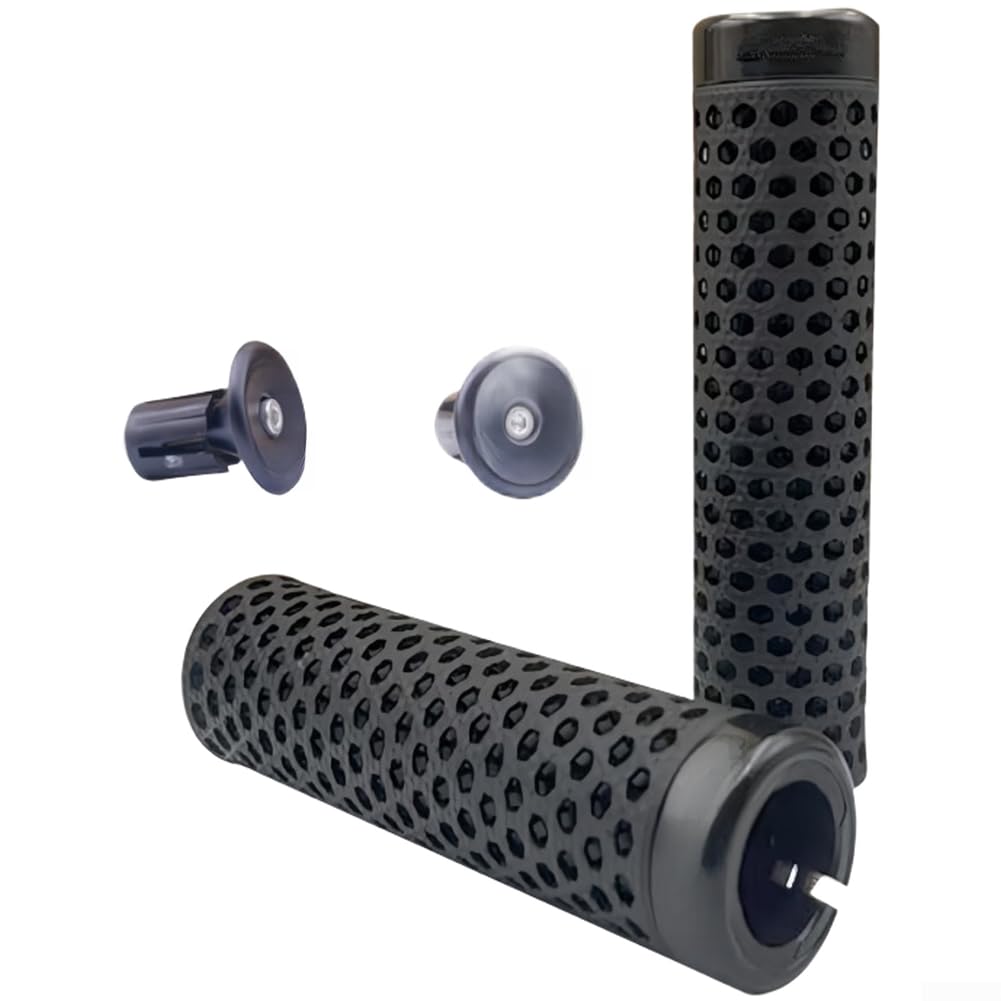 Manopole per manubrio di mountain bike, stampate in 3D, ergonomiche, assorbenti, traspiranti, design a rete, per manubri da 22,2 mm, con anelli di bloccaggio in lega di alluminio, colore