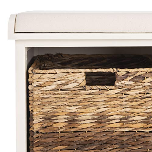 Image of SAFAVIEH Freddy Wood Storage Bench, 33 inch Farmhouse Vintage White AMH5736D