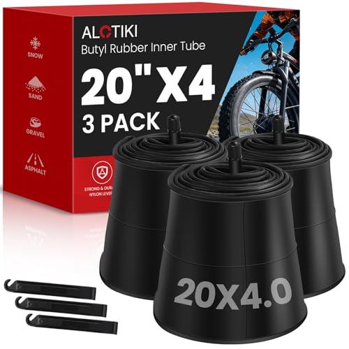 ALOTIKI 3 Pack 20x4.0 Fat Tire Tube with Schrader Valve 20x4 Inner Tube Premium Butyl Rubber Fat Tire Inner Tube for Mountain Bikes and Ebike Electric Bicycle