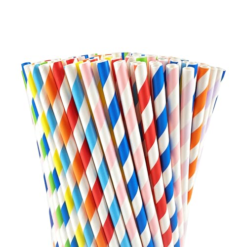 200 Pitillos de Papel KTOJOY Multicolor 8.26 Pulgadas miniatura 1