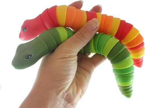 Miniatura 4 de Juego de 2 juguetes articulados grandes de serpiente articulada para inquietar, criatura en movimiento, único (2 serpientes de color aleatorio)