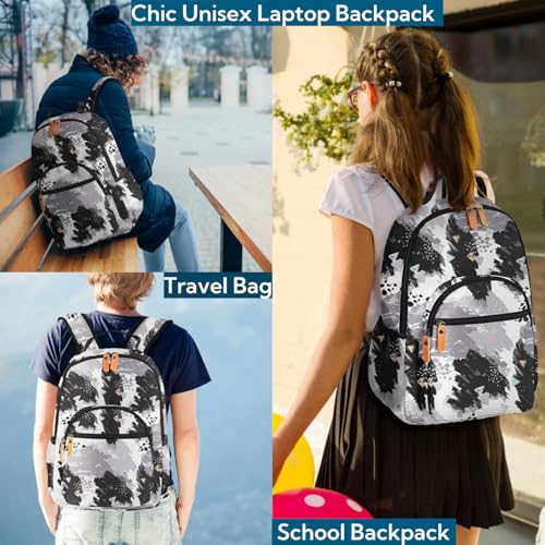 Image of Leaper Ink Printing Travel Backpack for Women Laptop Backpack for Men Water-resistant School Backpack for Girls Boys Back Pack College Daypack Black