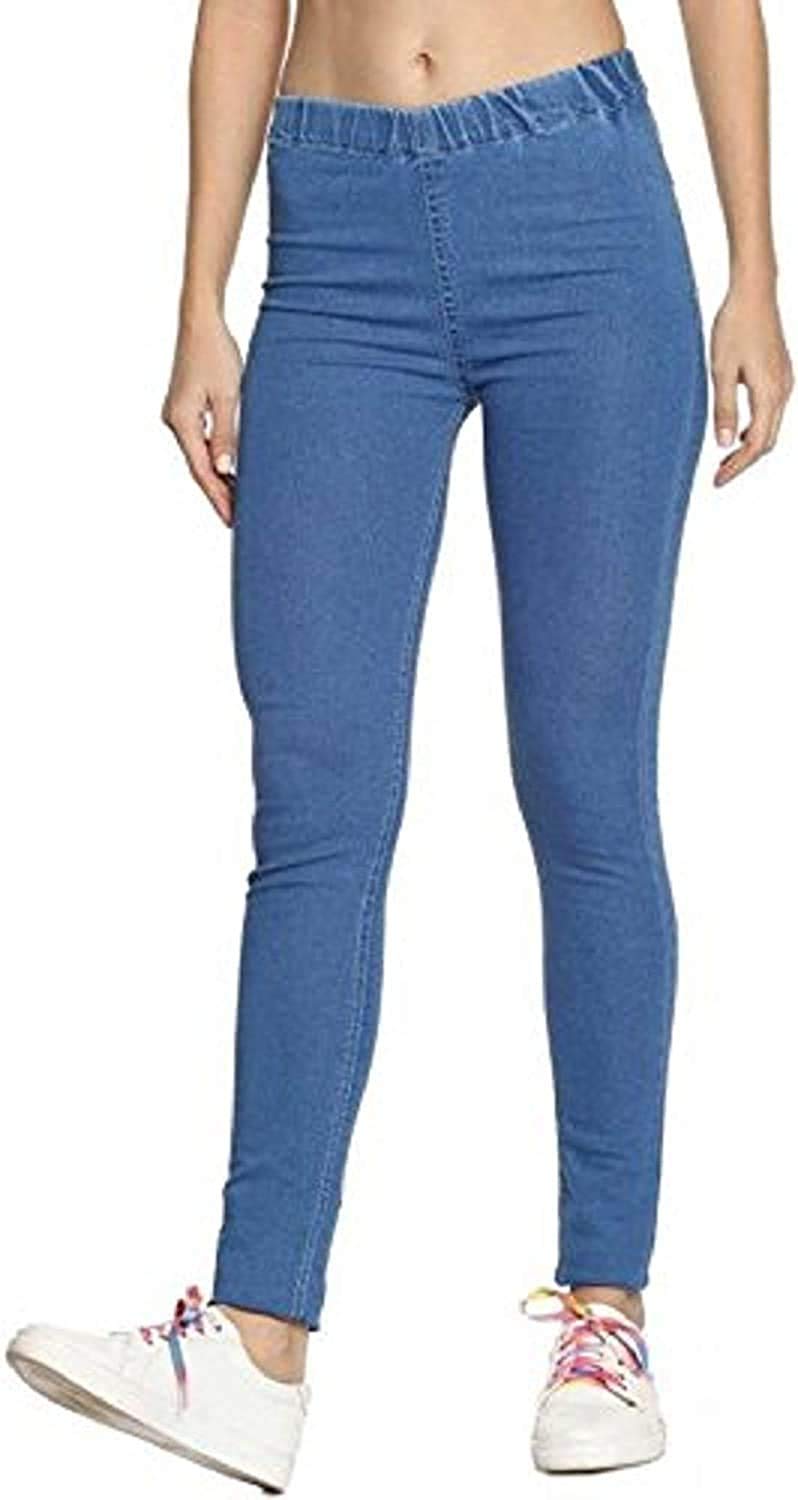 ADBUCKSWomens Slim Fit Denim Lycra Stretchable Jeggings Mid Rise, Ankle Length with Elasticated Waistband (Multi Color & Plus Size Also Available) (Size 30-46 Inch)