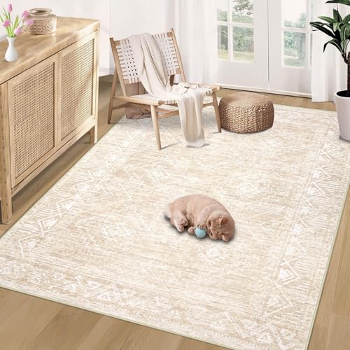 Vintage Moroccan Trellis Area Rug - 3x5 Machine Washable Boho Geo...