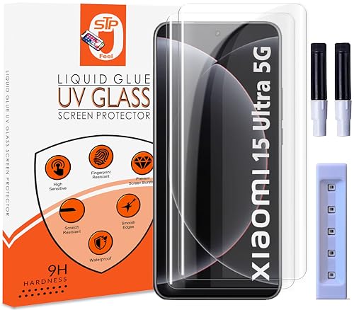 Image of Premium UV Tempered Glass Screen Protector For Xiaomi 15 Ultra 5G (6.73 Inch, Pack of 2) Full Adhesive UV Curved Case Friendly HD Clarity with easy installation kit