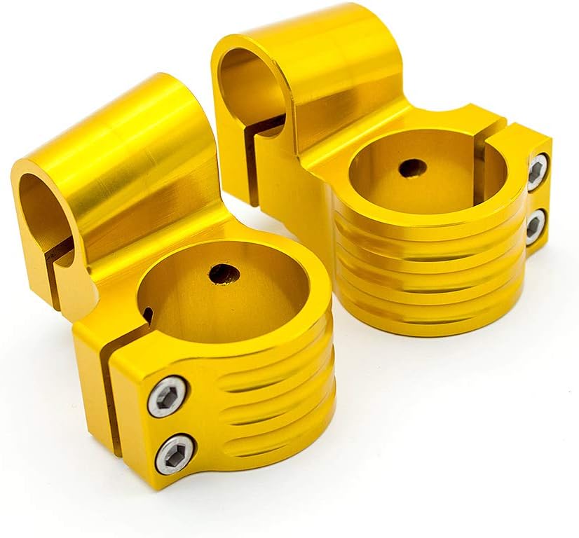 7/8" 37mm Motorcycle Fork Tube Clip on Handlebar Raised Riser Head For Honda Suzuki Kawasaki Yamaha Ducati BMW Aprilia Triumph Benelli MVAGUSTA (Gold)