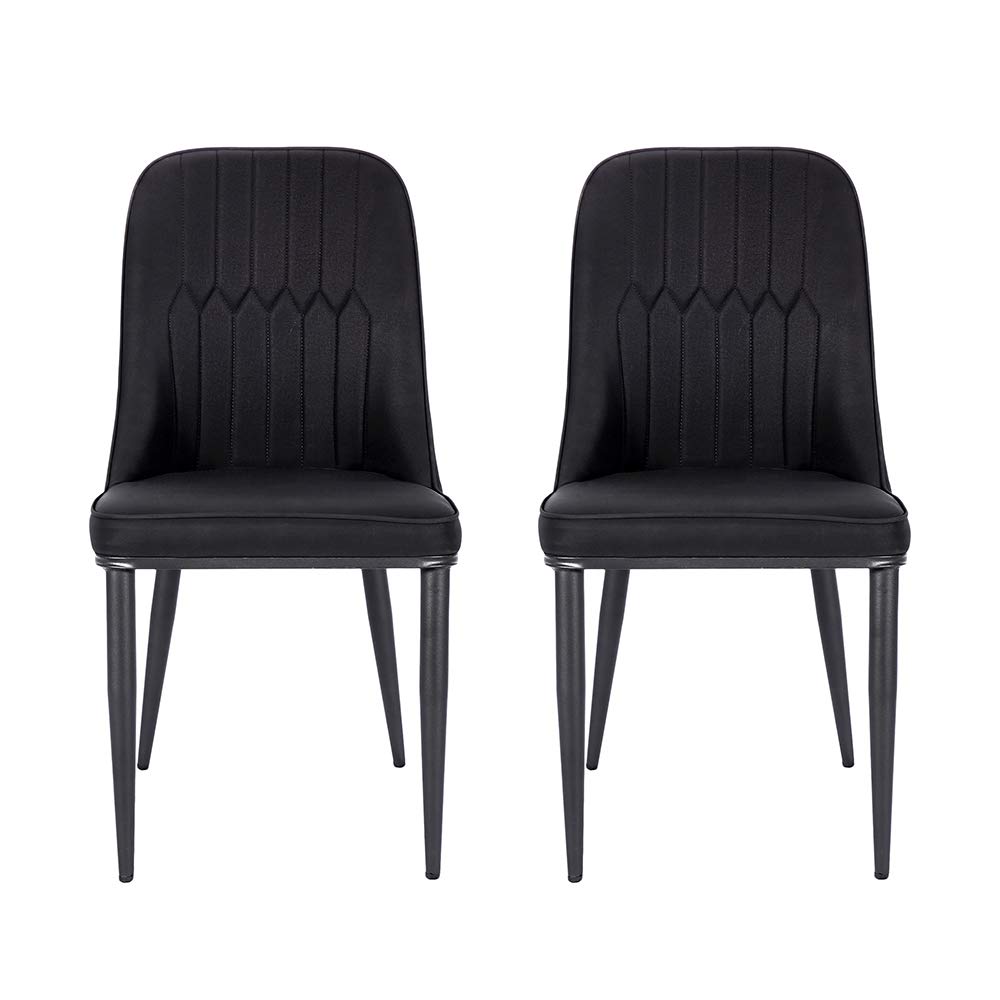 GIA Nifty Armless Upholstered Side Dining Chair with Vegan Leather, Set of 2, Black,Qty of 2