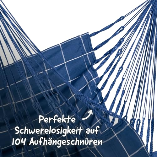 La Siesta Domingo- Hängematte Komfort für den Winter, Funktionsfaser, kolumbianische Herstellung, große Oberfläche, Stabilisator Bambus, Entspannung im Freien- Marineblau, Komfort-3