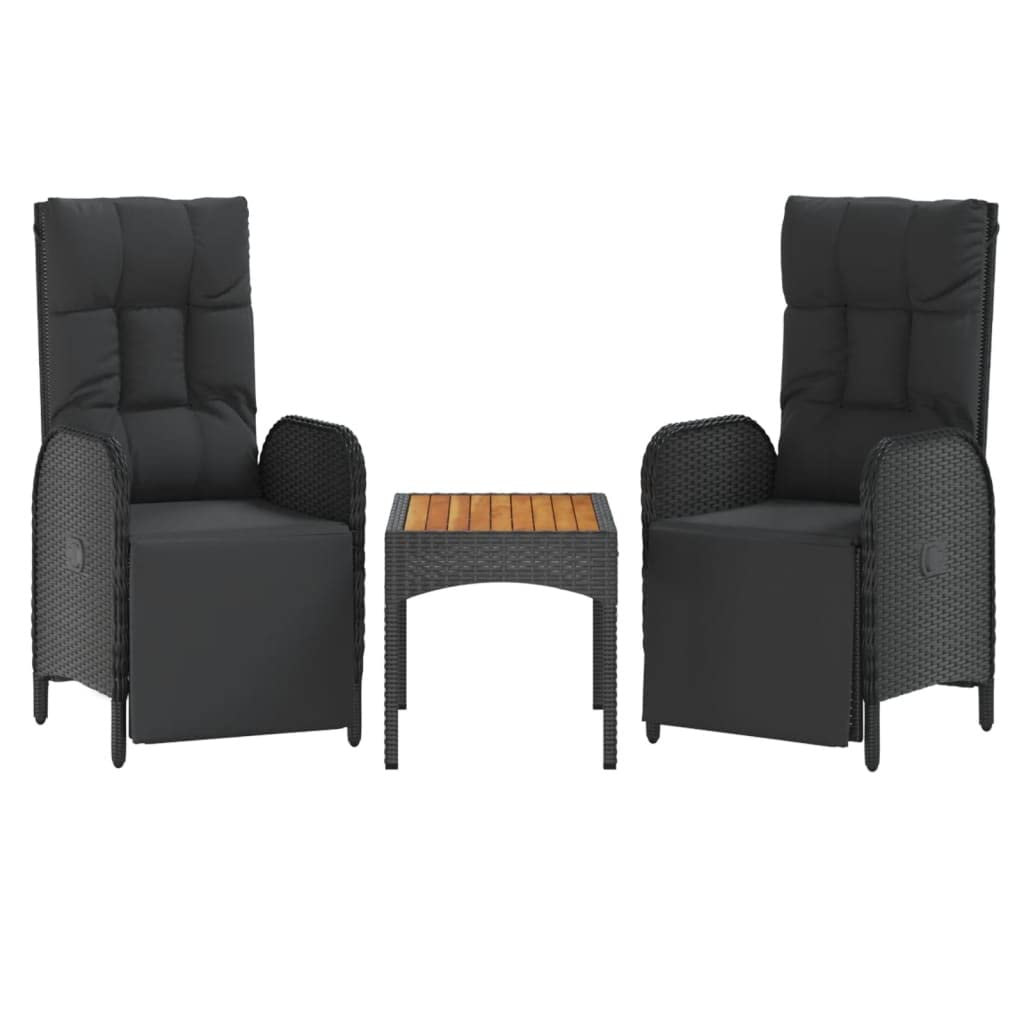 Terrassenmöbel Gartensofa Möbelsets Gartenlounge Set Loungemöbel 4-TLG. Garten-Essgruppe mit Kissen Schwarz Poly Rattan