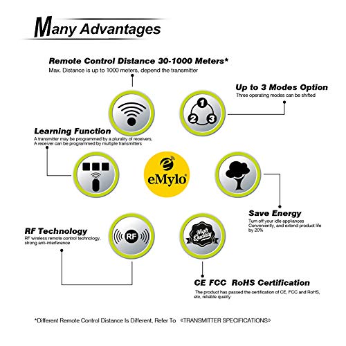 eMylo Wireless Relais DC 12 V Einkanal Smart Fernbedienung Schalter RF 433 MHz Mit Zwei Sender