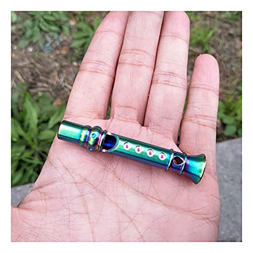 Sifflet de Survie d'urgence Sifflet d'urgence à un seul tube Sifflet d'urgence Treble Survival Sifflet Équipement de camping Acier inoxydable Sifflet de Survie Titane ( Color : Multi-colored ) Cover