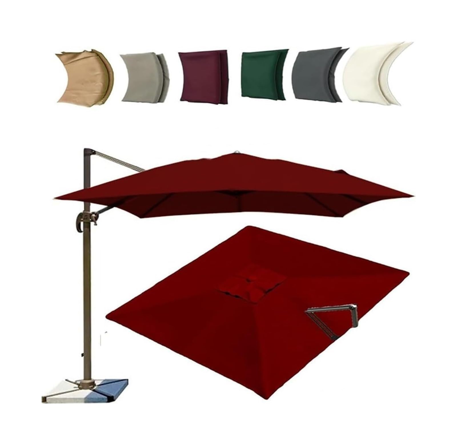 Fjqfhh Burgundy Garden Parasol, Replacement Canopy For Offset Umbrella 8Ribs(,4X300cm/13X9.8ft)