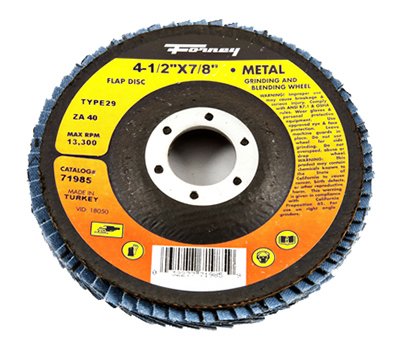 Forney 4-1/2 in. Dia. x 7/8 in. Zirconia Aluminum Oxide Flap Disc 40 Grit Fine 13300 RPM 1 pc.