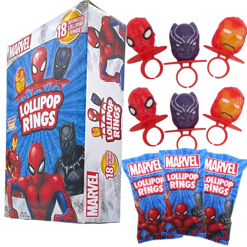 Marvel Lollipop Rings Birthday Decorations Individually Wrapped C...
