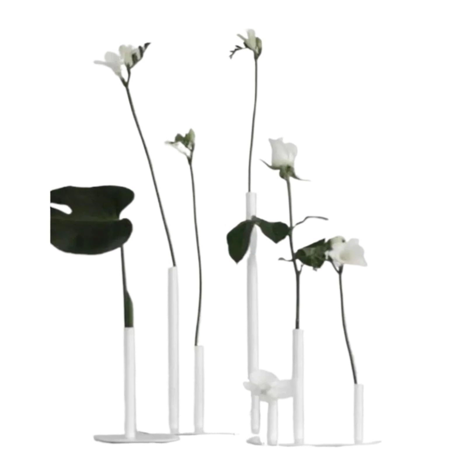 3 unids/Set jarrón Largo de Tallo único, exhibición de Flores de Tres Cabezas for decoración del hogar de Boda(Black Metal)