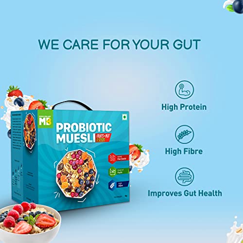 Image of MuscleBlaze Probiotic Muesli, Breakfast Cereals For Good Gut Health, Fruits, Seeds and Nuts, Multigrain Flakes, High In Fibre, Antioxidant-Rich, 1 kg