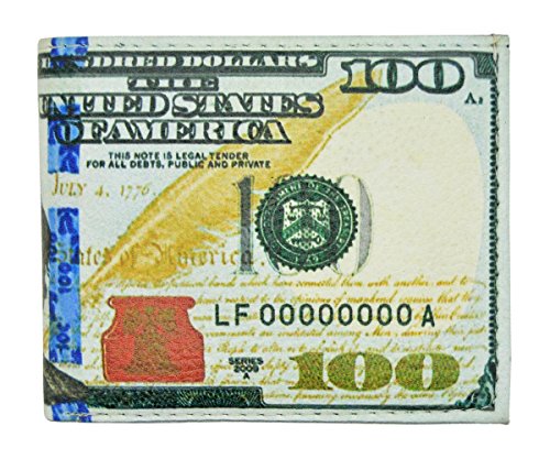 Men's Handcrafted Faux Leather Flip ID Bifold Wallet New Hundred Dollar Bill