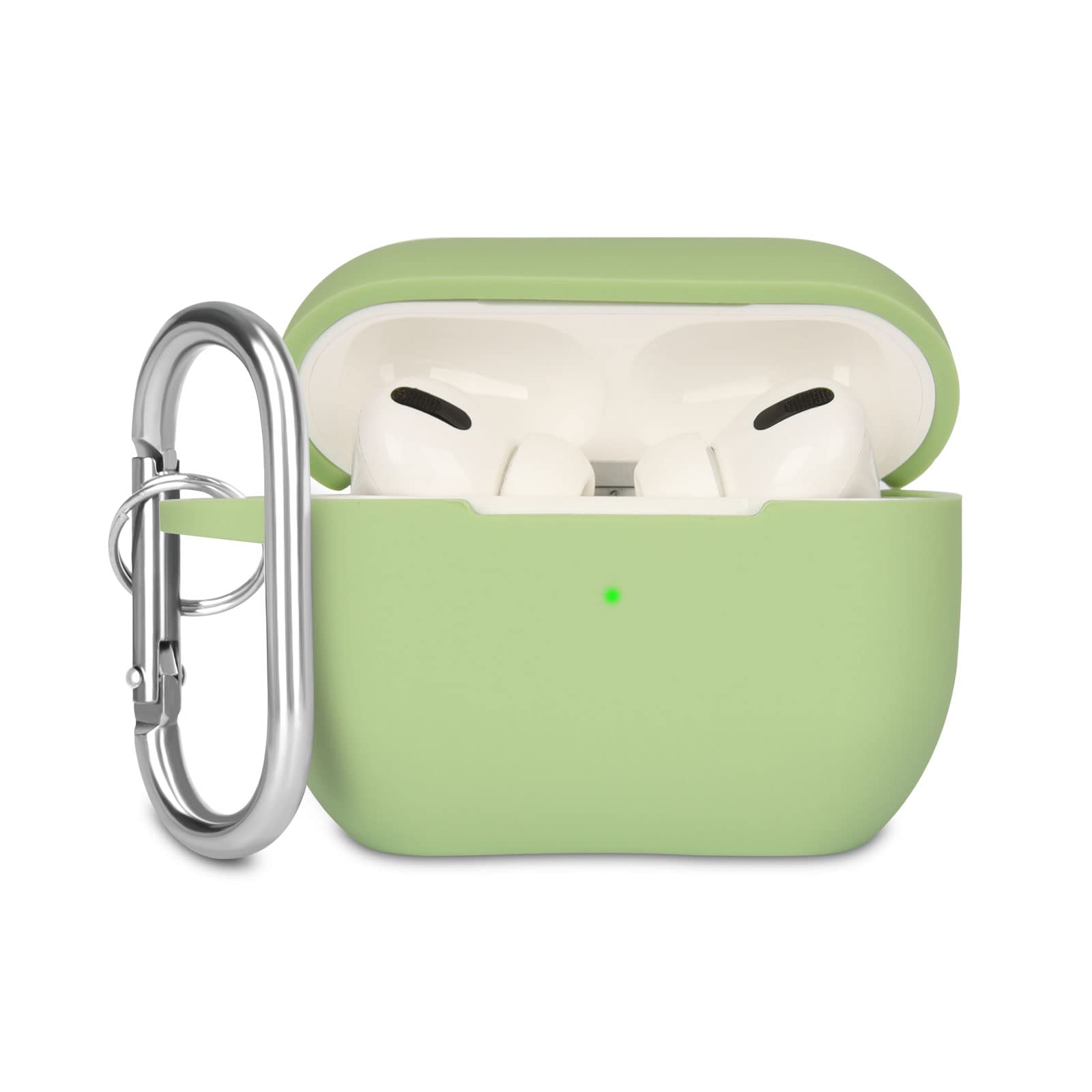 Case Cover Compatible with Airpods Pro, Soft Silicone Skin Case Cover Shock-Absorbing Protective Case for Airpods Pro 2019 with Carabiner, Front LED Visible, Black — view 20