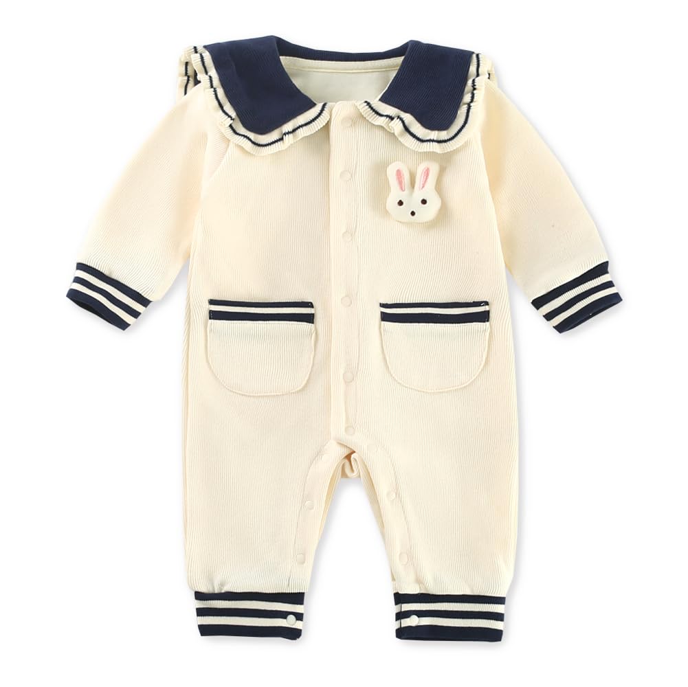 Baby nest ベビー服 前開き 長袖 カバーオール ロンパース 女の子 コットン 59 66 73 80 90 - 1