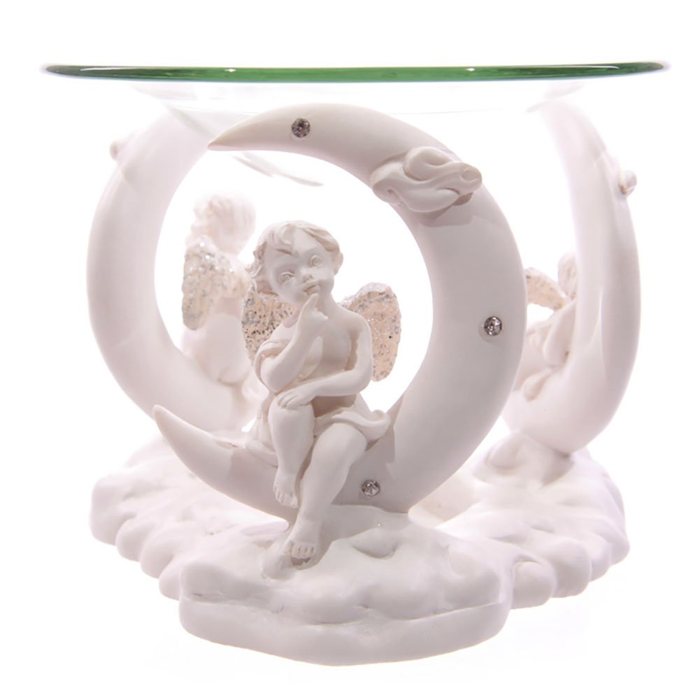 White Cherub & Crescent Moon Oil Burner