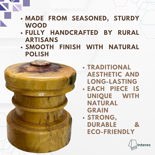 Image of InteRES Dhichaniyu - Traditional Kathiyawadi Wooden Eating Support | A Legacy of Gujarat's Dining Rituals | Inspired by Ayurveda | Unique Wooden Gift for Ayurveda & Culture Lover | Knee Support