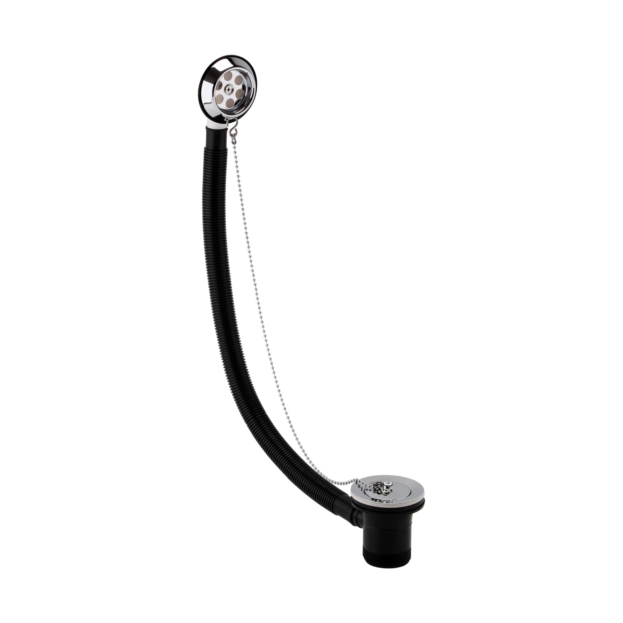 Enki Chrome W81, Traditional Bath Retainer Waste & Ball Chain Plug With Overflow,