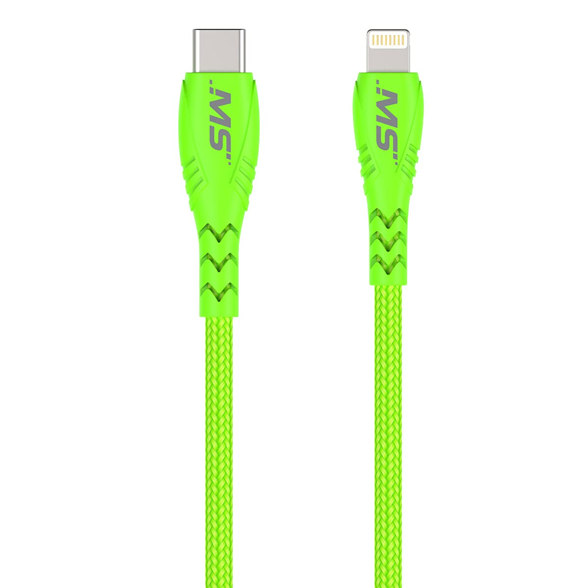 Cable Lightning a USB-C de alta visibilidad verde Mobile Spec MB06823 para evitar pérdidas y tirones 2