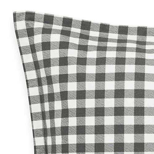 Image of Eddie Bauer - Euro Sham Set, 2pc Cotton Bedding with Hidden Zipper Closure, Stylish Plaid Bedding Set (Kingston Charcoal, 26 inch x 26 inch)