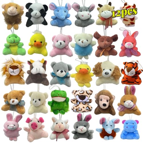 LMAZEPMQ Mini Plush Animal Toy Set,Cute Animals Keychain Decoration for Kids,Goodie Bag Fillers, Basket Stuffers, School Prizes, Valentine's Day Party...