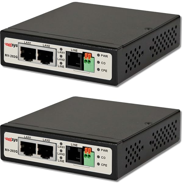 Image of GigaPort VDSL2 Ethernet Extender Kit (2 Units Included) - Extend LAN up to 3km / 1.8 mi Over 2-Wire Copper | Ethernet Over Phone Line or Cat5 /6 (NV-202GEKIT)