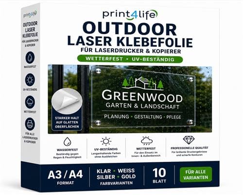 Laser Klebefolie A3 Weiß Glänzend – 10 Blatt