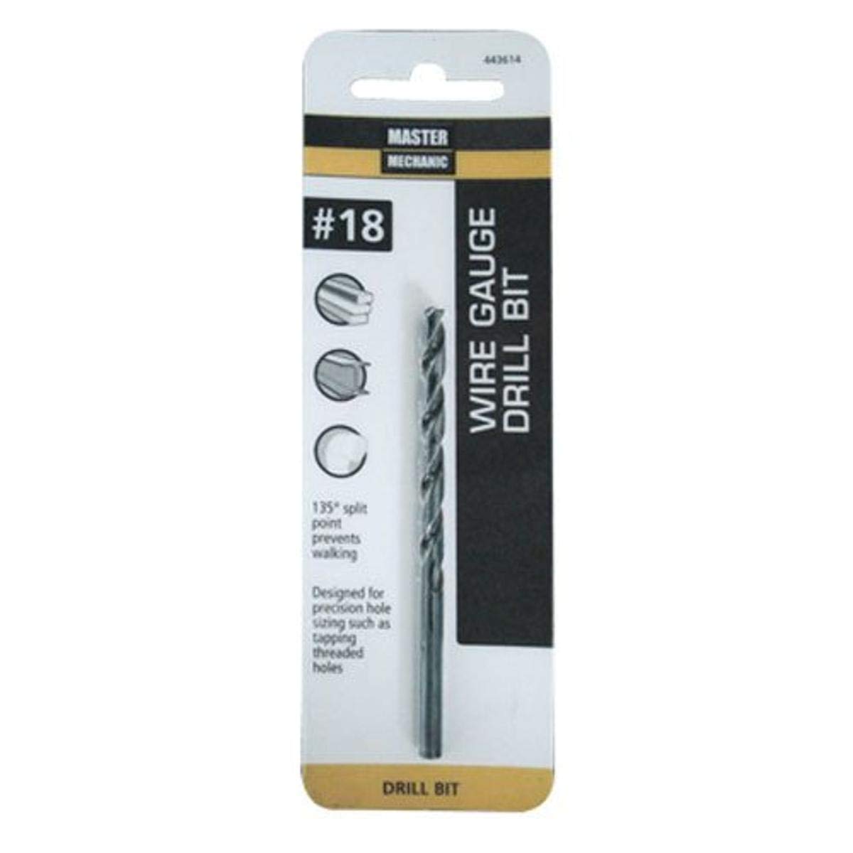 Master Mechanic #18 3.25" Wire Gauge Drill Bit with Durable Black Oxide Coating