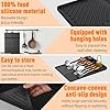 Silicone Grill Mat Compatible with Blackstone, Silicone Griddle Tools with Drip Pad, Spatula Mat for Outdoor Grill Kitchen Counter (Black) #4