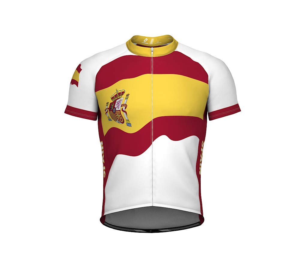 ScudoPro Spain Emblem Full Zipper Bike Short Sleeve Cycling Jersey for Men - Size XL Multicolored